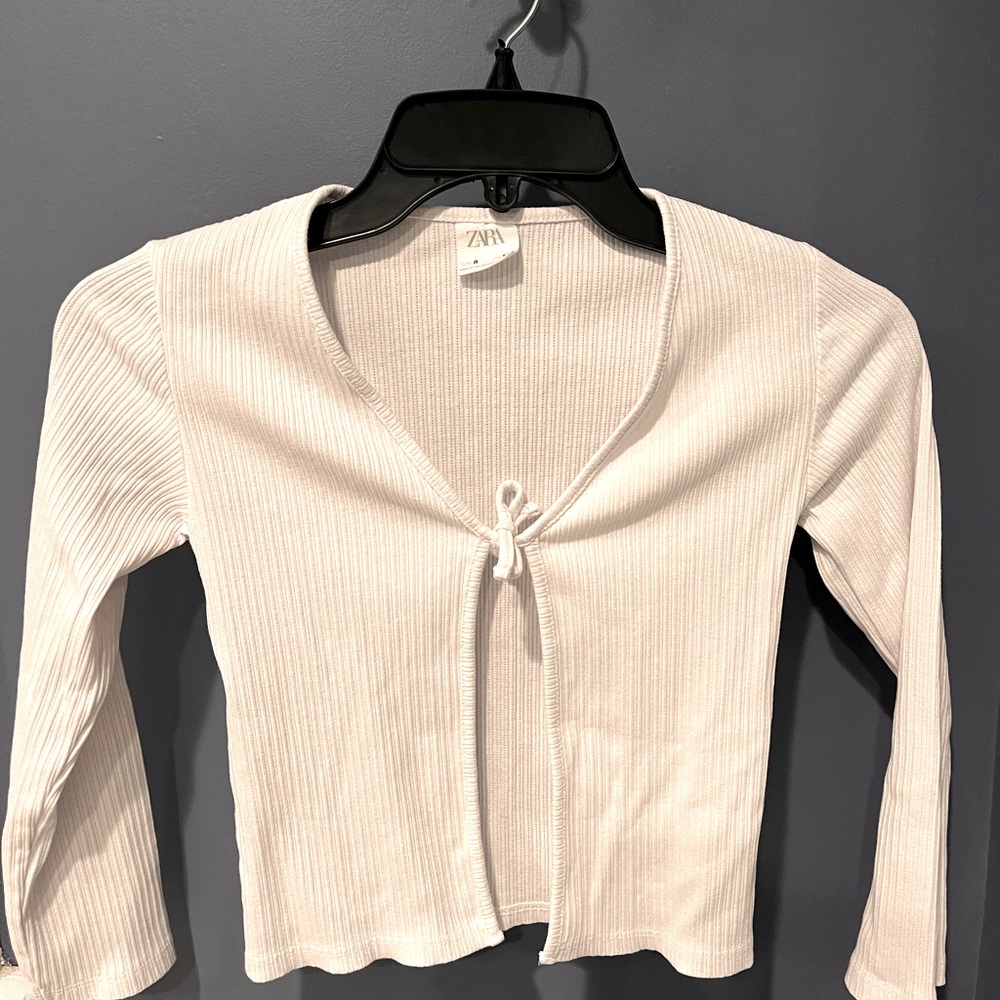 Zara white cardigan girls 8 NWOT